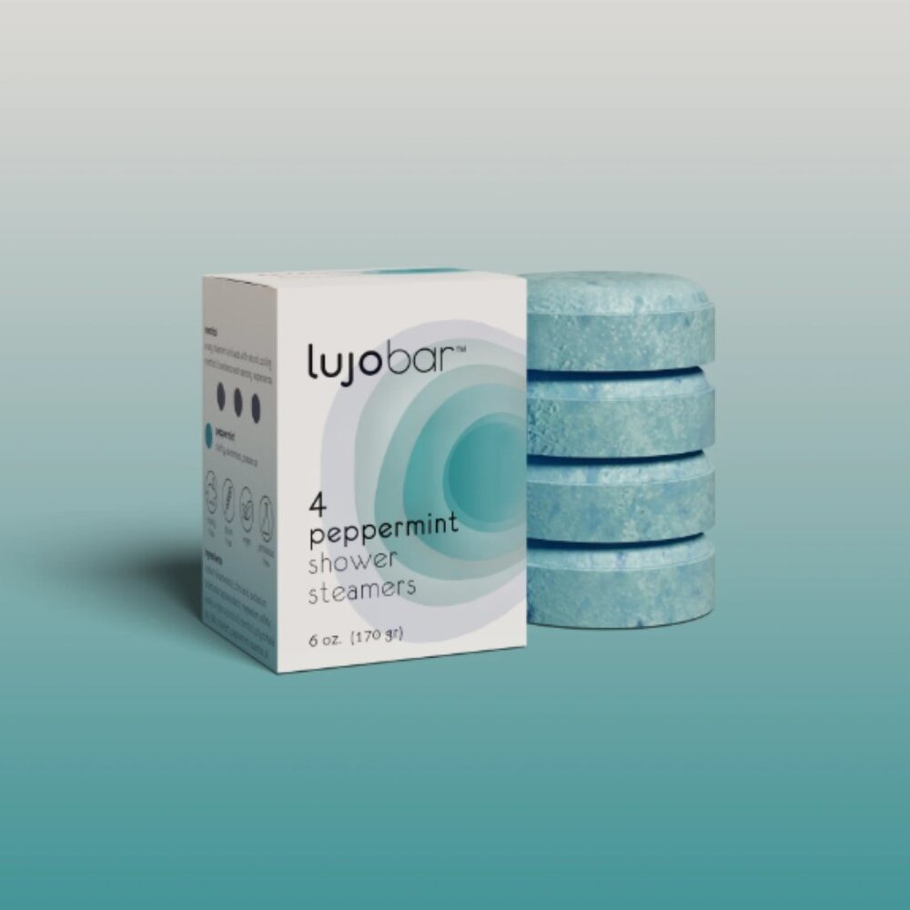 🔥3/$30 NIB Lujo Bar Peppermint Shower Steamers 4-Pack 6 Oz Retail Price $22.00